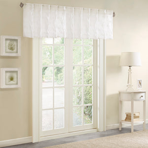 Madison Park Gemma Modern/Contemporary Sheer Embroidered Window Valance MP41-2096 White