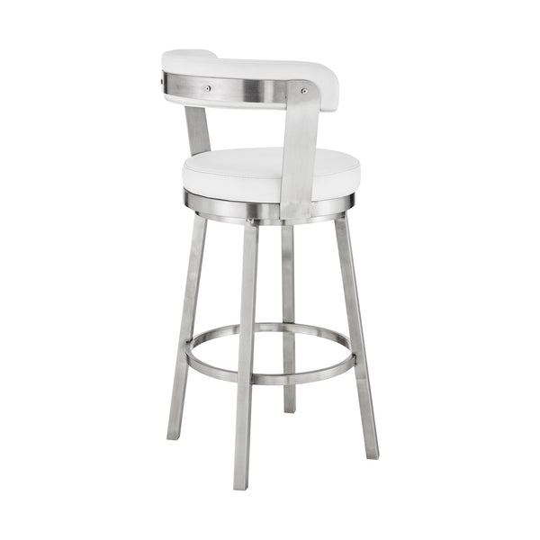 English Elm Bryant Swivel Barstool Faux Leather Seat Stainless Steel Frame for Kitchen Islands B2736P464886