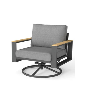 English Elm All-weather Swivel Rocking Aluminum Outdoor Dining Chairs with Cushioned Ergonomic Seats B082P455164