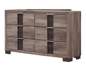 English Elm 1pc Five-Drawer Contemporary Chest in Grey Finish with Metal Pulls – Spacious Durable Bedroom Storage Solution Brown 61 L x 19.5 W x 36 H B011P255271