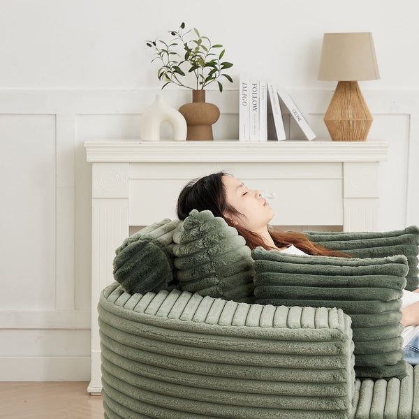 English Elm 55''l 55'l Chenille Foam Swivel Lounge Chair Plush 360 Rotation Modern Seating for Any Room W834S00594