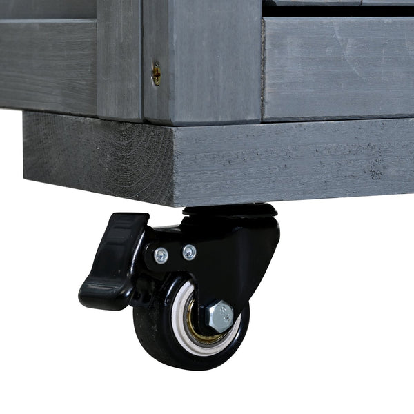 English Elm (assembly Video) Topmax Solid Fir Outdoor Potting Bench Grill Cart with Hutch Storage Gray N717P404333E