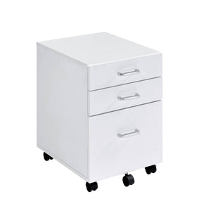 English Elm White White and Chrome 3-Drawer Rectangular File Cabinet with Casters, Sleek Modern Storage Solution for Office Use B062P184520
