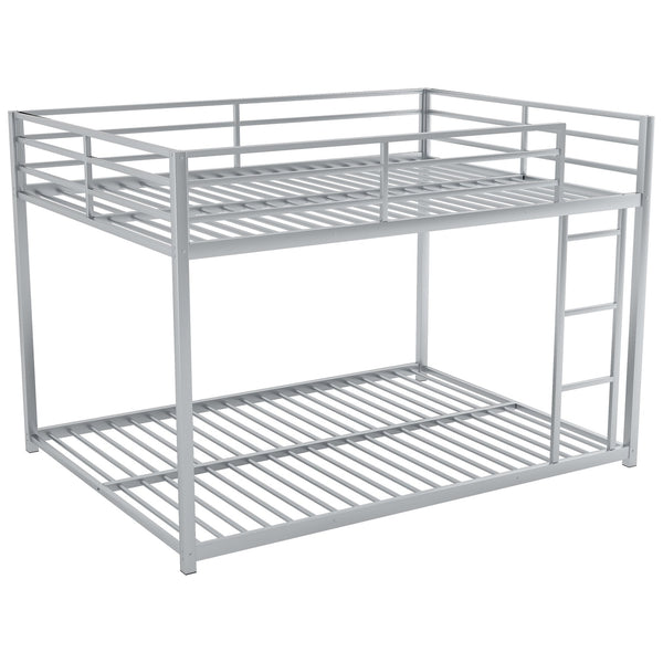 English Elm Full Over Low Profile Steel Bunk Bed with Guardrail and Integrated Ladder MF285536AAN