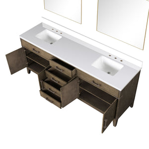 English Elm Grey Oak Double Bath Vanity Set With White Quartz Top, Two 36-Inch Mirrors & Ample Storage Solutions B2731S01620