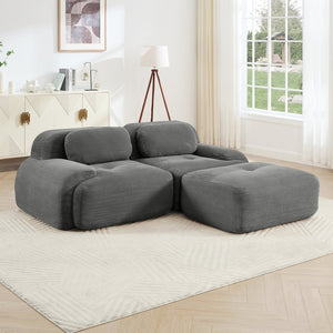 English Elm 82'' Modular L-shaped Sectional Sofa Corduroy Upholstery Curved Arms for Living Rooms Grey W714S01264