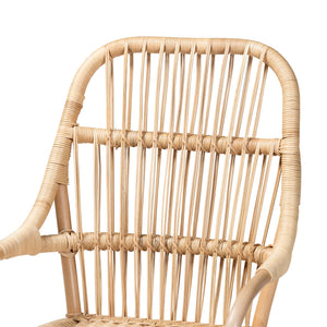 English Elm Modern Handwoven Rattan Dining Chair Artisan Crafted for Bohemian Coastal Rooms B2750P467668