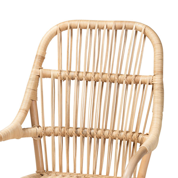 English Elm Modern Handwoven Rattan Dining Chair Artisan Crafted for Bohemian Coastal Rooms B2750P467668