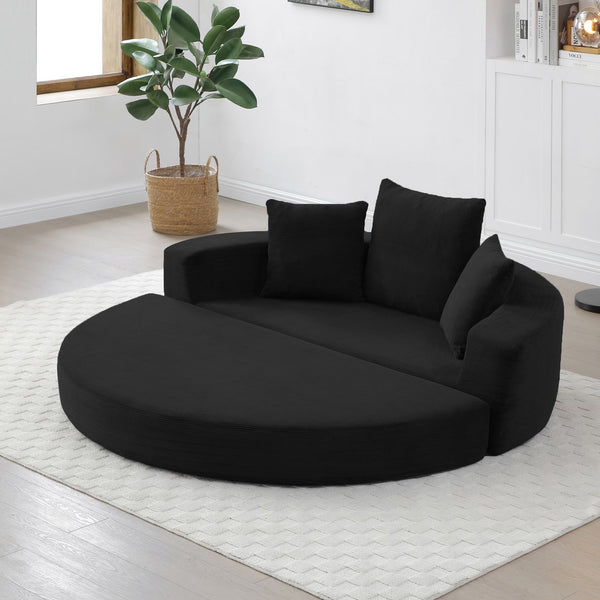 English Elm Convertible Corduroy Floor Futon Sofa Foldable Foam Lounge Bed for Any Room Black W2677P487204