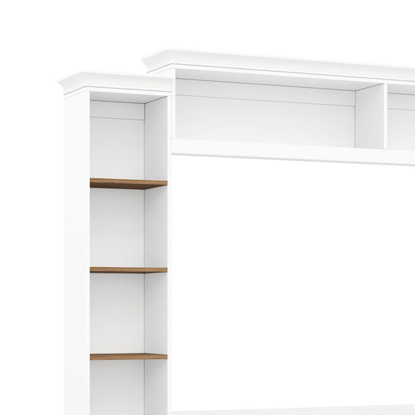 English Elm Unique Low Profile Media Console with Led Lighting Glass Shelves Fits Tvs to 105 White N721S000077K