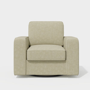 English Elm Swivel Linen Accent Chair 36" Wide Mid-Century Modern Ergonomic Back 360° Rotation Beige Sofa T3950P387637