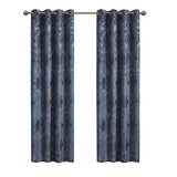 SunSmart Amelia  Knitted Jacquard Paisley Total Blackout Grommet Top Curtain Panel SS40-0206 Navy