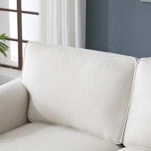 English Elm 68 Inch Faux Leather Two Seat Sofa with Brass Nailhead Trim and Rolled Arms W2911S00013