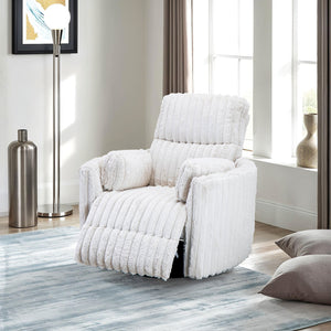 English Elm White Power Glider Recliner Swivel Chair with Curved Arms, Pillow Seat, Power Recline & Glide B2741P391175