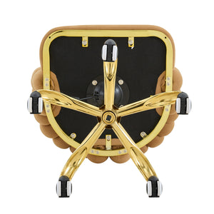 English Elm Velvet Bubble Back Swivel Vanity Chair with Gold Base for Bedroom Makeup Room W3875P446135