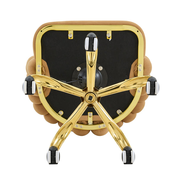 English Elm Velvet Bubble Back Swivel Vanity Chair with Gold Base for Bedroom Makeup Room W3875P446135