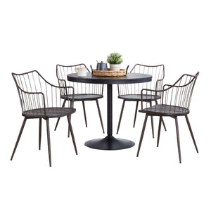 English Elm Contemporary Square Dining Set with Metal Frames and Walnut Wood Seats for Four B202S01506