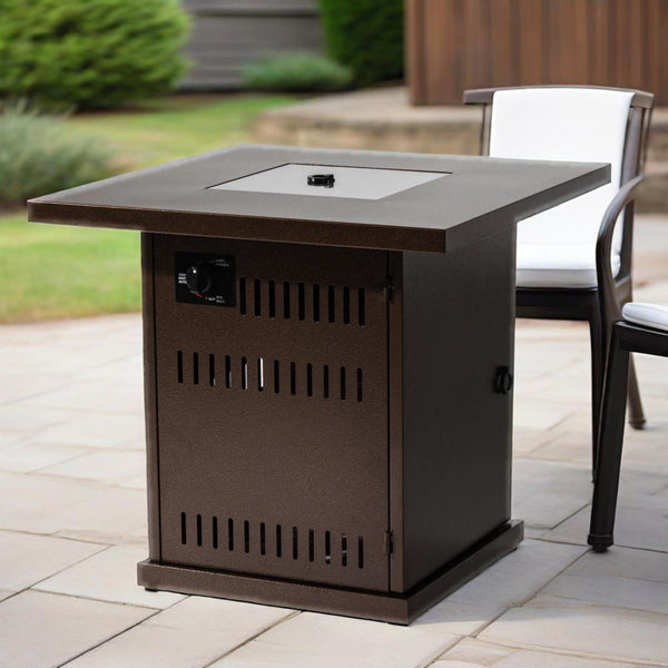 English Elm 28" 28inch Propane Fire Pit Table with Stainless Steel Burner, 50000BTU Steel Outdoor Patio Heat W853P204429