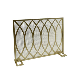 English Elm Christopher Knight Home® - FIRE Screen Junior Modern Single Panel Iron Fireplace Screen Gold Finish — Protective Mesh, Chic Accent and Easy Assembly (39.75" W) 65181.00GLD