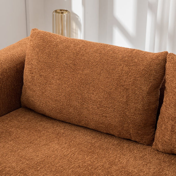 English Elm 71" Chenille Pull Out Sleeper Loveseat Convertible Floor Couch for Dorm or Guest Bedroom Orange W3118P388900