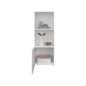 English Elm Obregon Tall 43" One-Door Wall Cabinet with Two Open Shelves — Space-Saving Medicine Storage Solution White 44 L x 16 W x 3 H B070P234340
