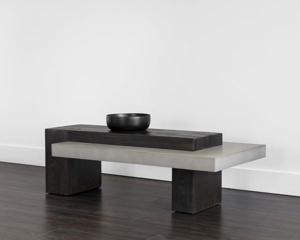 Sunpan Herriot Contemporary Coffee Table with Unique Timber Effect and Striking Concrete Design for Any Space Dark Brown / Grey