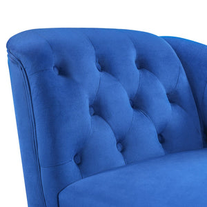English Elm 58'' Velvet Chaise Lounge Tufted Right Arm Sleeper with Nailhead Trim Turned Wood Legs N723P431292C