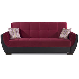 English Elm Primenest Skyhaven Convertible Upholstered Sofabed With Storage – Burgundy Microfiber, Compact Comfort B030P286503-GIGA