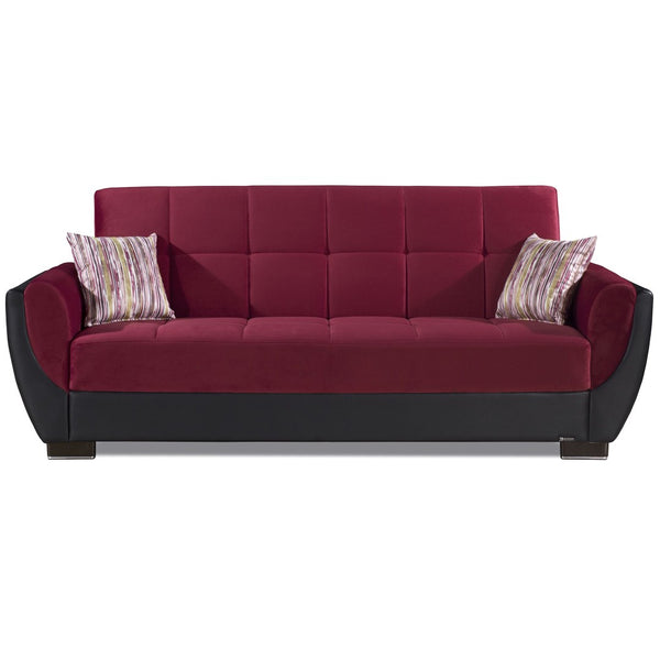 English Elm Primenest Skyhaven Convertible Upholstered Sofabed With Storage – Burgundy Microfiber, Compact Comfort B030P286503-GIGA