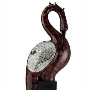 English Elm 26.5 Cherry Folius Floral Long Neck Crane Sculpture - 26.5" Polyresin Bird with Marbleized Wings B072116018