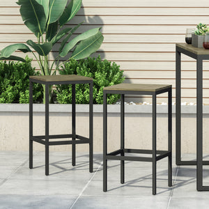 English Elm Christopher Knight Home® - EZRA Outdoor Acacia Bar Stool Set of 2 — Handcrafted Teak Finish Wood Tops, Sturdy Iron Frames Black+Grey 70262.00GRY