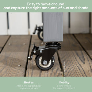 English Elm Outsunny Elevated Wooden Garden Bed With Lockable Wheels, Storage Shelf & Drainage For Easy Gardening W2225P174427-GIGA