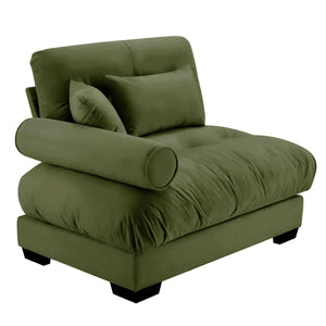English Elm Milano Velvet Sectional Sofa Module with Bolster Arms and Cloud Cushions for Living W714P293263