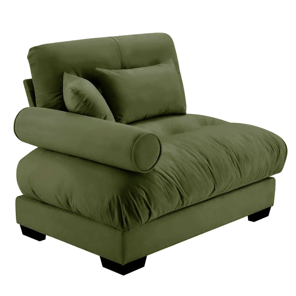 English Elm Milano Velvet Sectional Sofa Module with Bolster Arms and Cloud Cushions for Living W714P293263