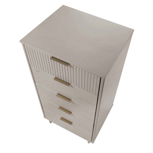 English Elm Granville 24" 5-Drawer Chest In Light Gray – Modern Solid Wood Storage With Gold Accents & Style B365S00073
