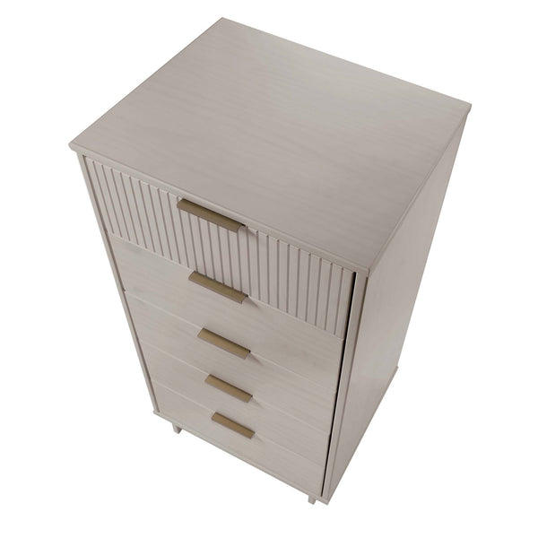 English Elm Granville 24" 5-Drawer Chest In Light Gray – Modern Solid Wood Storage With Gold Accents & Style B365S00073