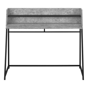 English Elm Computer Desk With Grey Stone Laminate Top & Black Metal Base - Modern Home Office Furniture Solution B2710P219836
