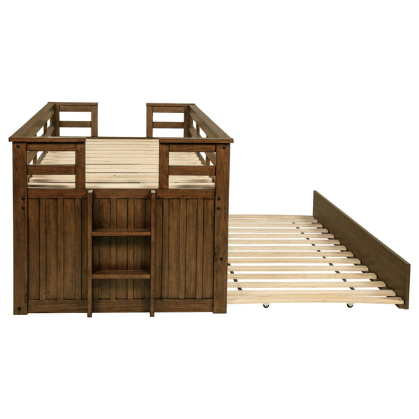 English Elm Starboard Twin Storage Bed with Trundle Pine Frame Cabin Style Kids Room B062S01721