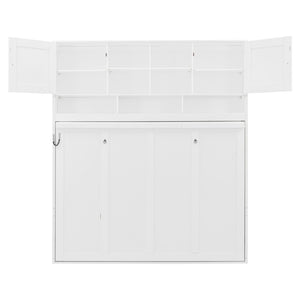 English Elm Queen Size Murphy Bed With Stylish Chevron Stripes, Ample Storage, And Space-Saving Design N820S00061K-GIGA