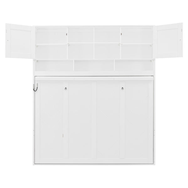 English Elm Queen Size Murphy Bed With Stylish Chevron Stripes, Ample Storage, And Space-Saving Design N820S00061K-GIGA