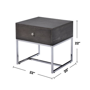 English Elm Rectangular Modern Coffee Table with Sleek Metal Sled Base, Wood Top for Chic Living Room Style Chrome,Gray B016P314031