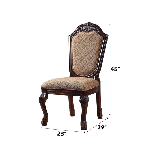 English Elm Chateau Fabric & Espresso Side Chair Set of 2 — Padded Queen Anne Legs, Welt-Trim Grid Back, 19" Seat Height B2726P303771