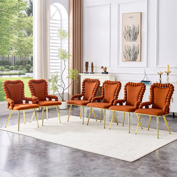English Elm Set of 2 Velvet Dining Chairs Sculptural Bubble Back Gold Legs Glam Accent Seating W3875P370856