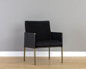 Sunpan Bellevue Lounge Chair - Elegant Upholstered Design with Antique Brass Frame and Unique Textures Abbington Black / Bravo Black