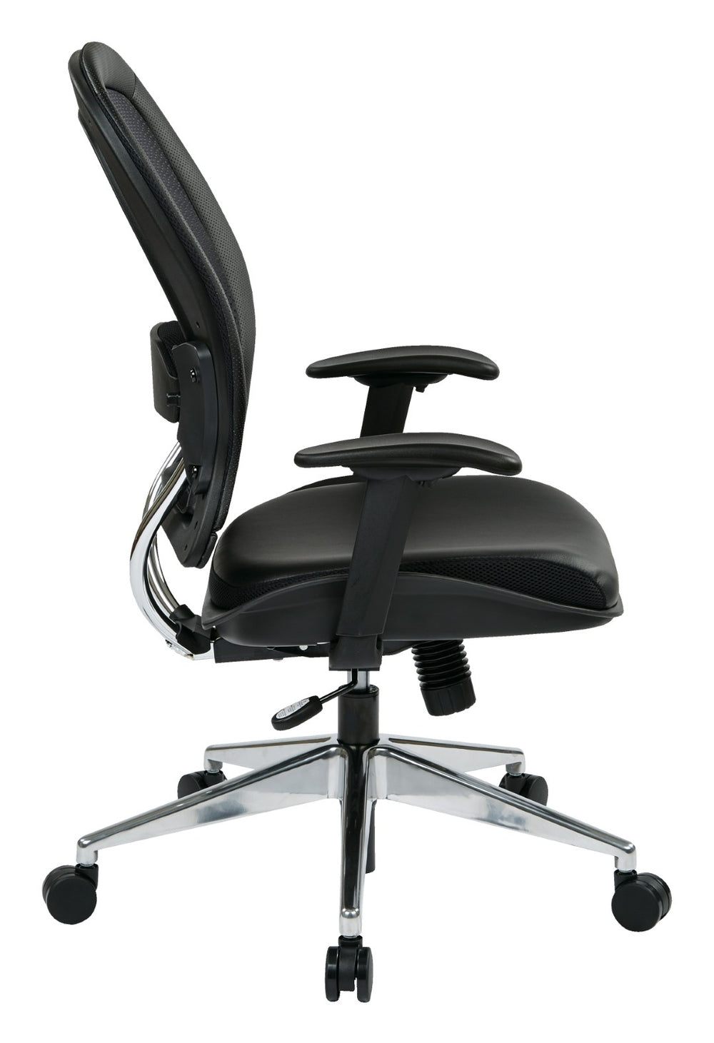 OSP Home Furnishings Professional Ergonomic Office Chair with Airgrid Back Bonded Leather Seat and Lumbar Support 335-E37P918P