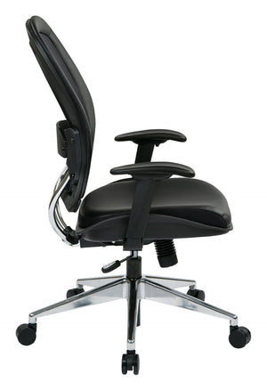 OSP Home Furnishings Professional Ergonomic Office Chair with Airgrid Back Bonded Leather Seat and Lumbar Support 335-E37P918P