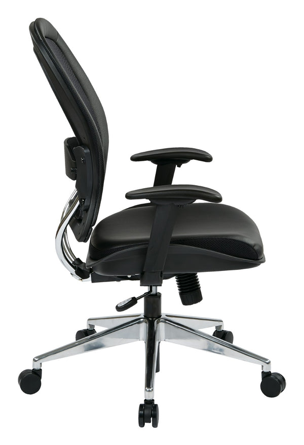 OSP Home Furnishings Professional Ergonomic Office Chair with Airgrid Back Bonded Leather Seat and Lumbar Support 335-E37P918P