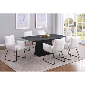 English Elm Idlewild Faux Marble Extendable Dining Table with Sculptural Pedestal Base for Modern Spaces B062S01650