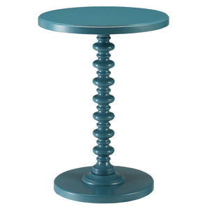 English Elm Teal Round Pedestal Side Table with Turned Base, Solid Wood & MDF, Timeless Accent for Living Rooms and Dining Spaces B062P185709