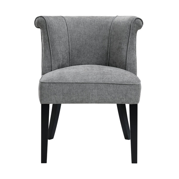 English Elm Foam Curved Back Accent Chair with Piped Upholstery and Padded Seat on Espresso Wood Legs, Stylish Comfort Charcoal 25.5 L x 25.5 W x 19.5 H B011P305068